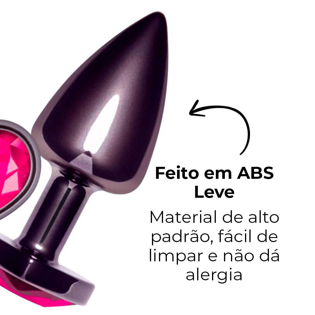 Plug Anal P 6,5cm x 2,5cm Leve sem Metal Fumê com Pedra de Coração Rosa – Feito em ABS L540 - Imagem 13