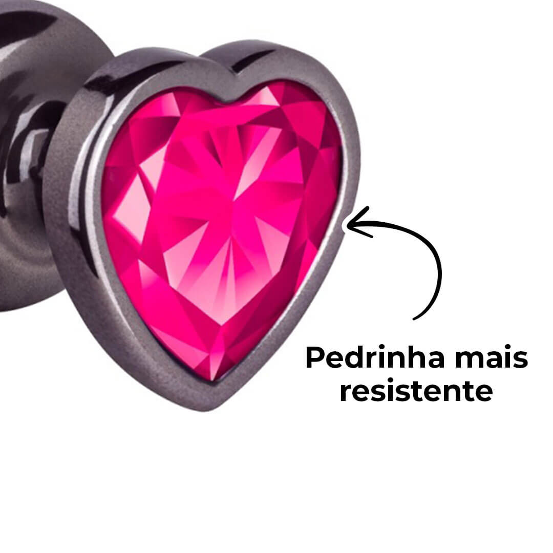 Plug Anal P 6,5cm x 2,5cm Leve sem Metal Fumê com Pedra de Coração Rosa – Feito em ABS L540 - Imagem 9