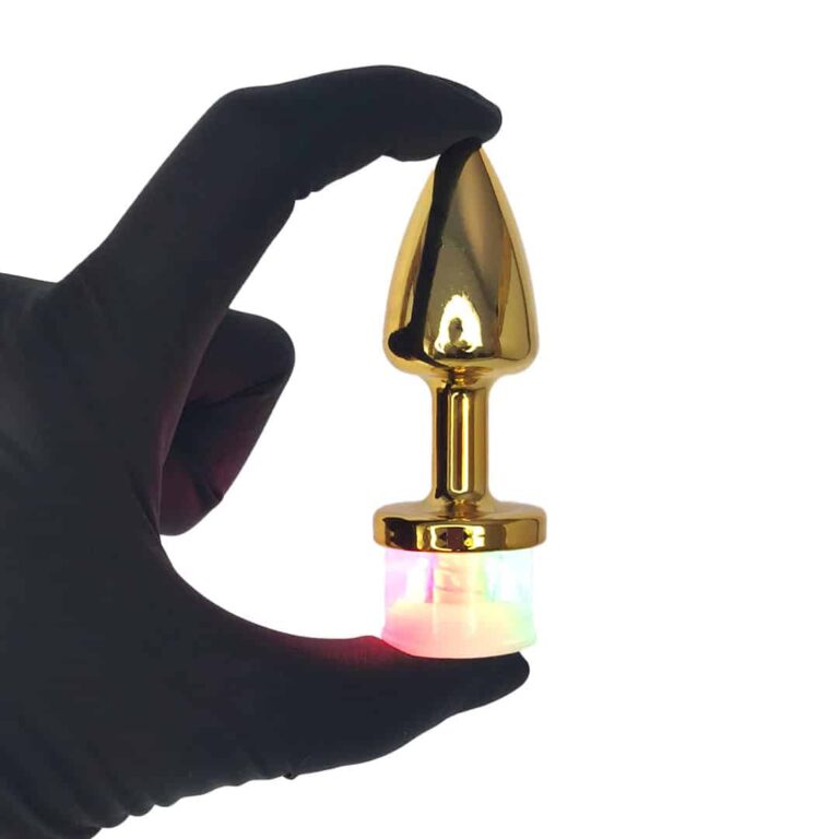 Plug Anal P com Luz de Led (3 Modos de Brilho) Dourado – Feito em ABS - Imagem 6