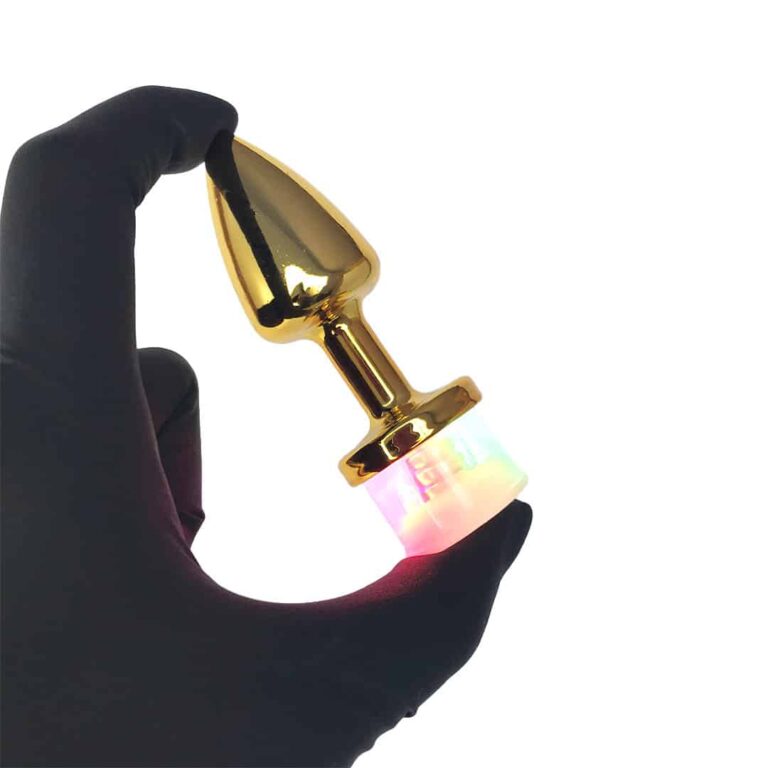 Plug Anal P com Luz de Led (3 Modos de Brilho) Dourado – Feito em ABS - Imagem 4