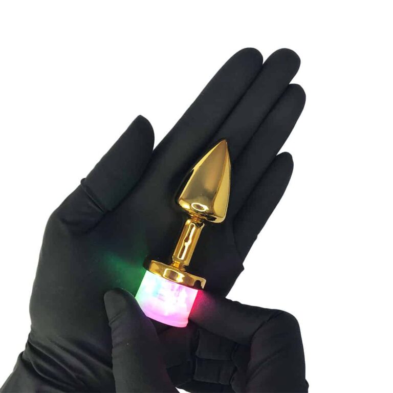 Plug Anal P com Luz de Led (3 Modos de Brilho) Dourado – Feito em ABS - Imagem 5