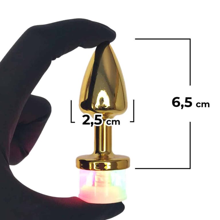 Plug Anal P com Luz de Led (3 Modos de Brilho) Dourado – Feito em ABS - Imagem 3