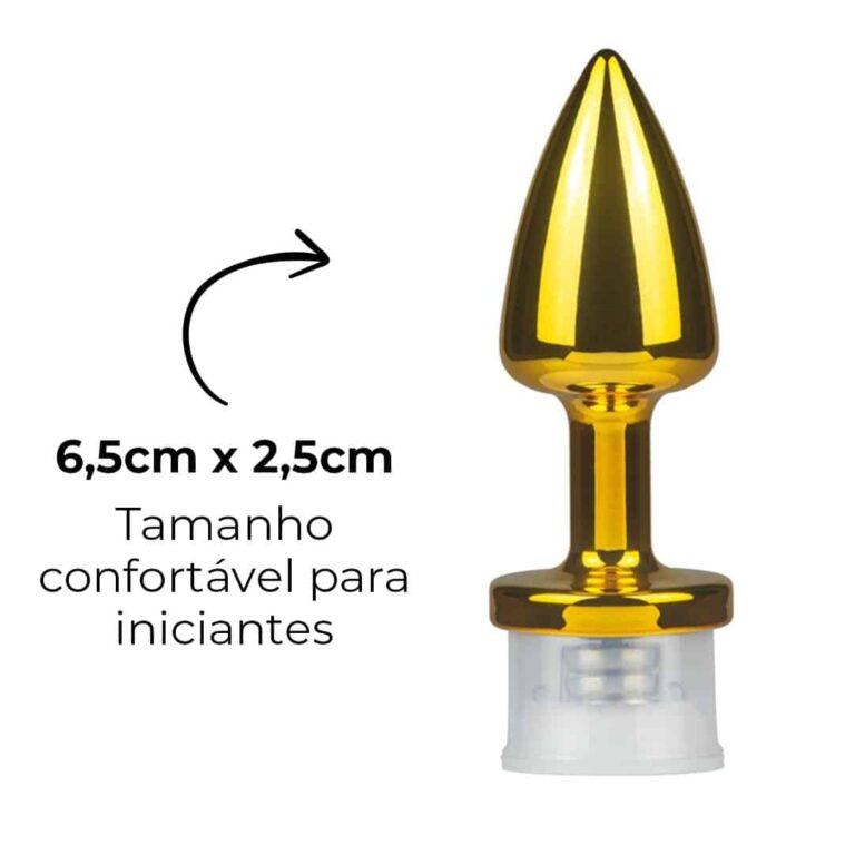 Plug Anal P com Luz de Led (3 Modos de Brilho) Dourado – Feito em ABS - Imagem 12