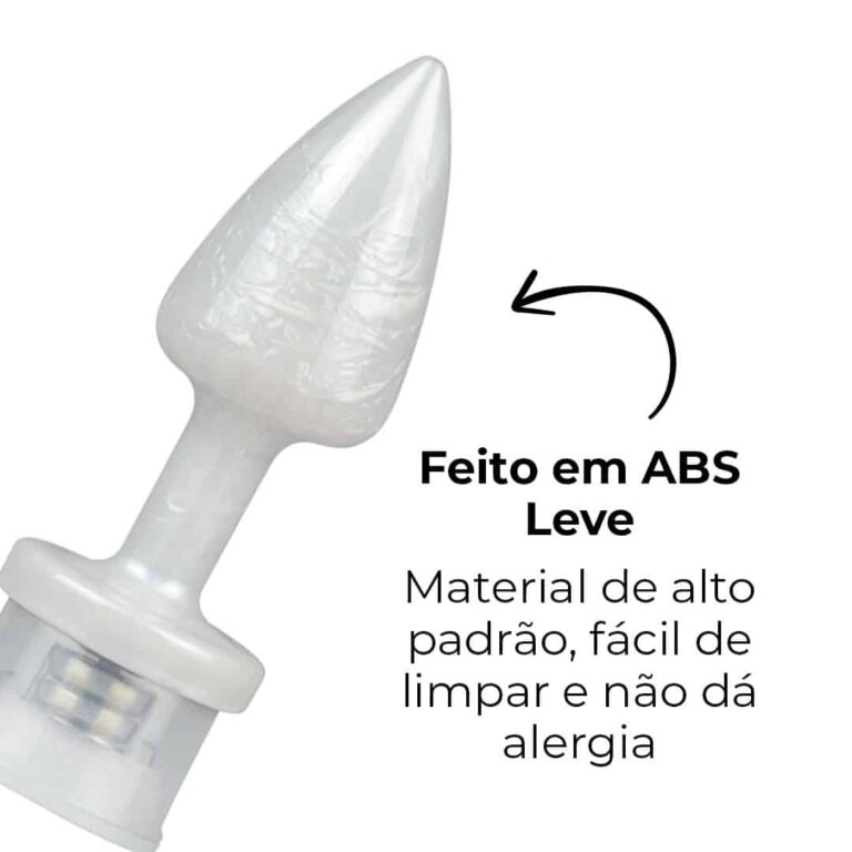 Plug Anal P com Luz de Led (3 Modos de Brilho) Branco Perolado – Feito em ABS - Imagem 12