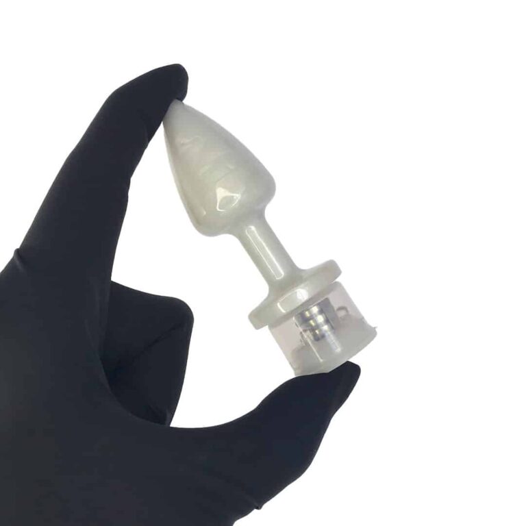 Plug Anal P com Luz de Led (3 Modos de Brilho) Branco Perolado – Feito em ABS - Imagem 9