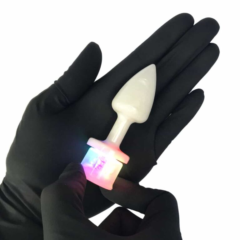 Plug Anal P com Luz de Led (3 Modos de Brilho) Branco Perolado – Feito em ABS - Imagem 4