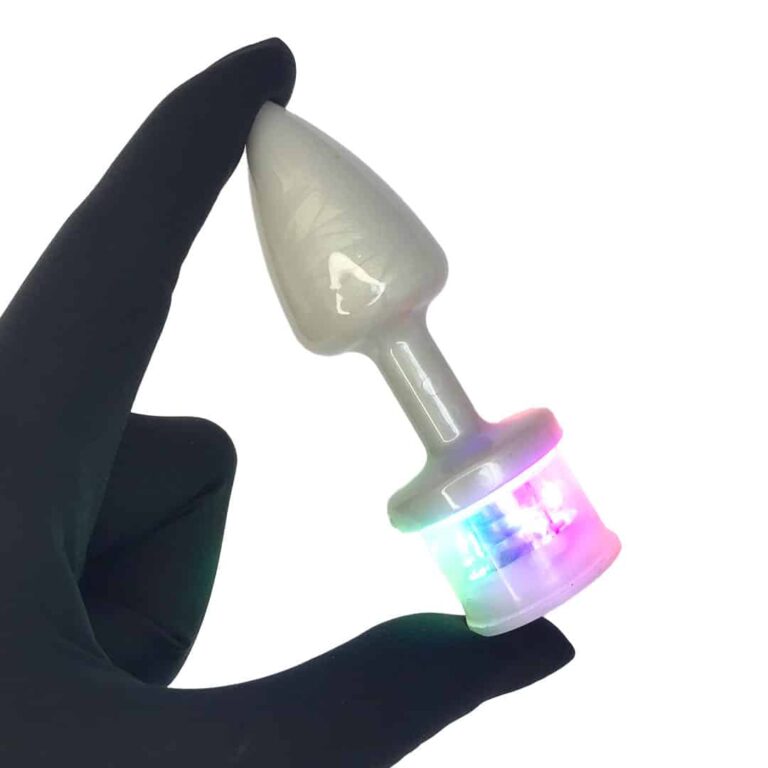 Plug Anal P com Luz de Led (3 Modos de Brilho) Branco Perolado – Feito em ABS - Imagem 5