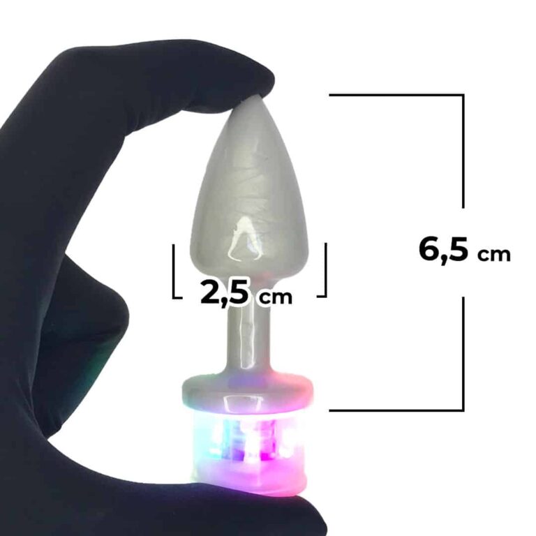 Plug Anal P com Luz de Led (3 Modos de Brilho) Branco Perolado – Feito em ABS - Imagem 3