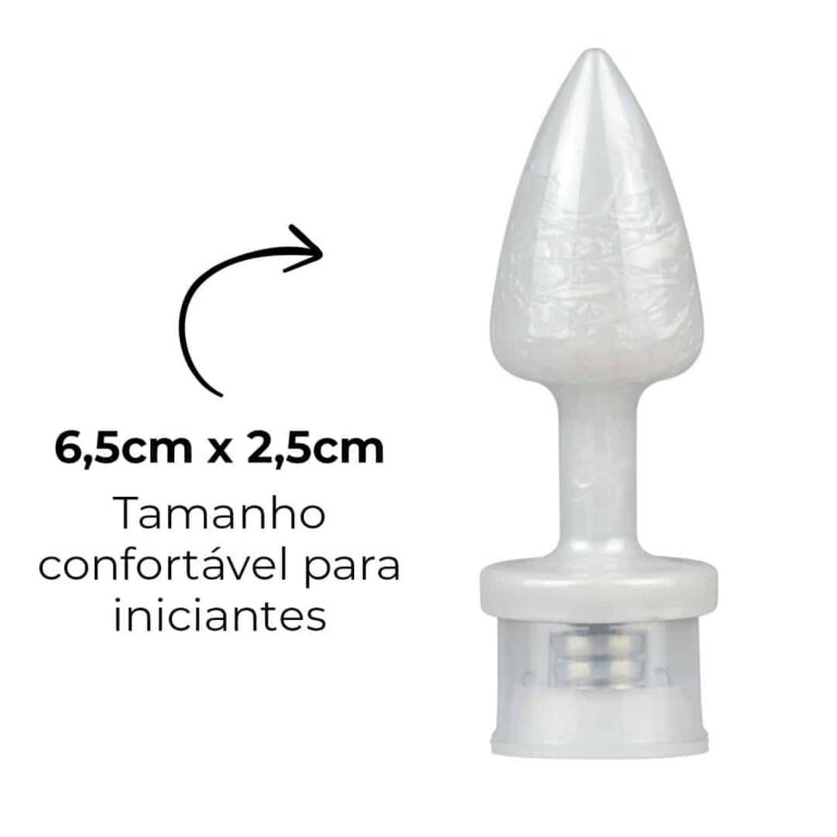 Plug Anal P com Luz de Led (3 Modos de Brilho) Branco Perolado – Feito em ABS - Imagem 15
