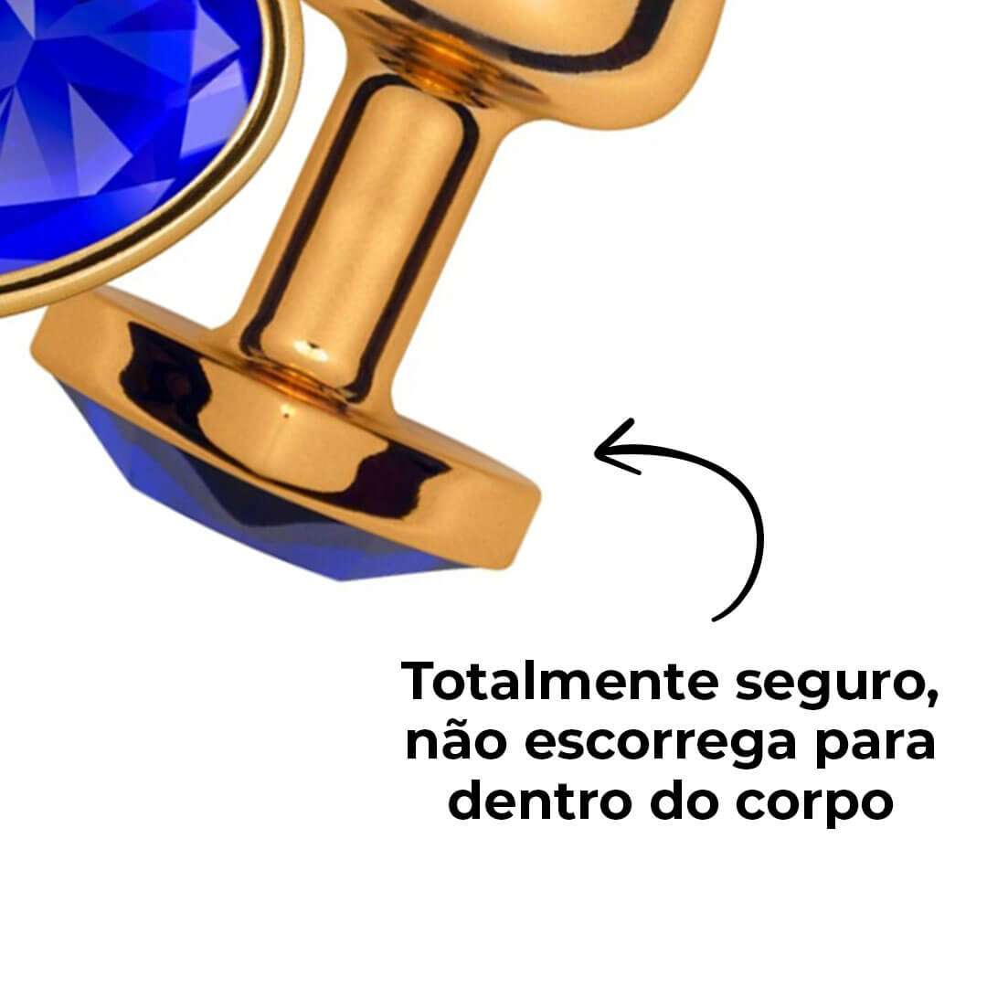 Plug Anal P 6,5cm x 2,5cm Leve sem Metal Dourado com Pedra de Coração Azul – Feito em ABS L545 - Imagem 11