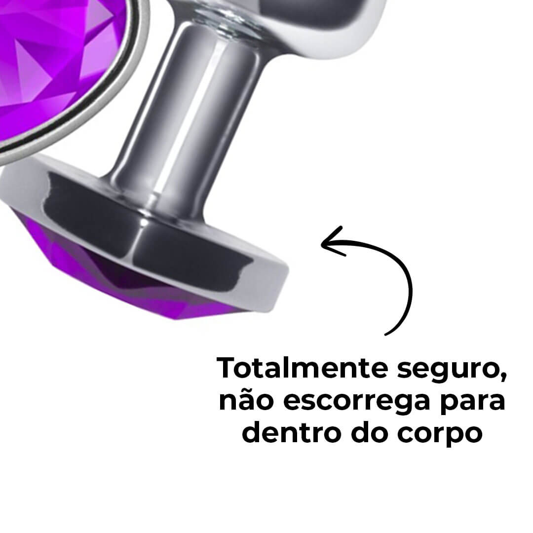 Plug Anal P 6,5cm x 2,5cm Leve sem Metal Prata com Pedra de Coração Lilás – Feito em ABS L535 - Imagem 12