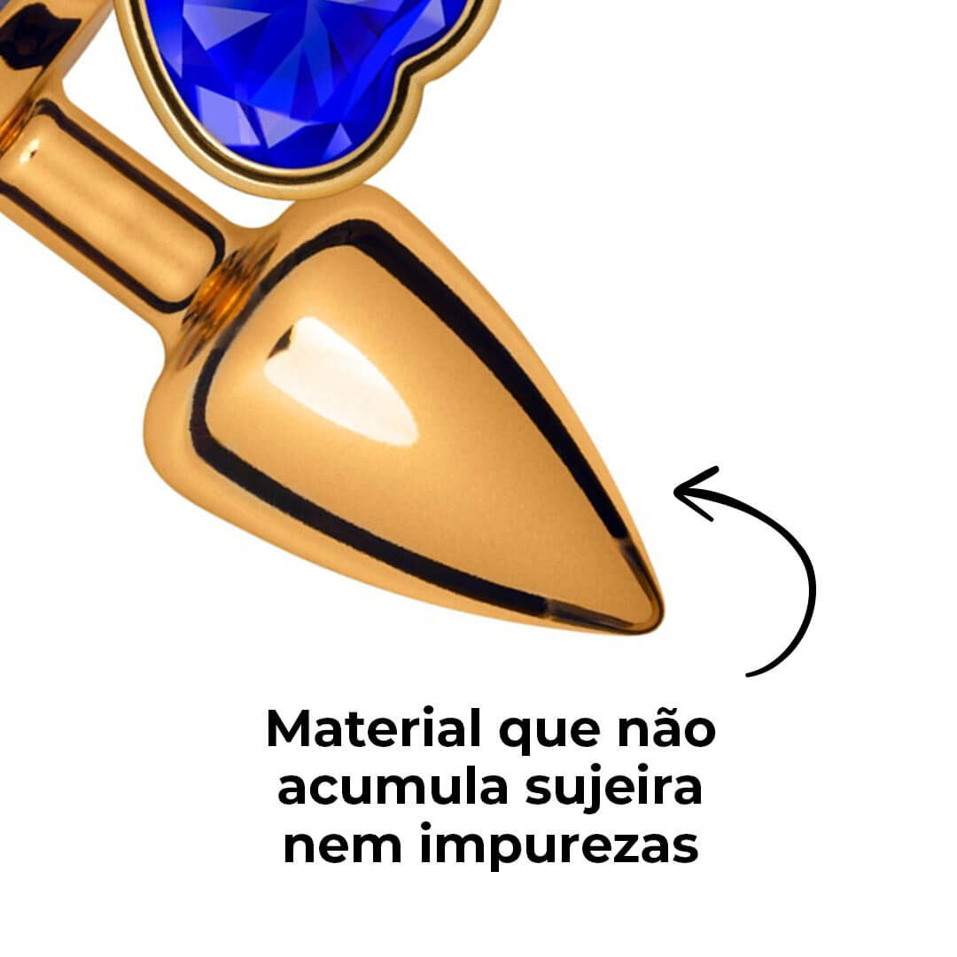Plug Anal P 6,5cm x 2,5cm Leve sem Metal Dourado com Pedra de Coração Azul – Feito em ABS L545 - Imagem 13