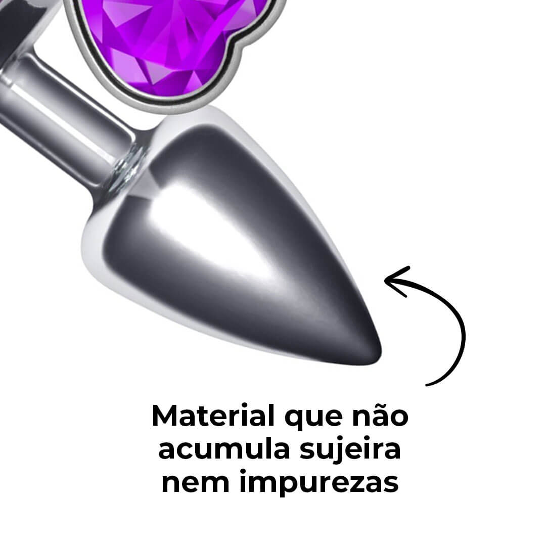 Plug Anal P 6,5cm x 2,5cm Leve sem Metal Prata com Pedra de Coração Lilás – Feito em ABS L535 - Imagem 13