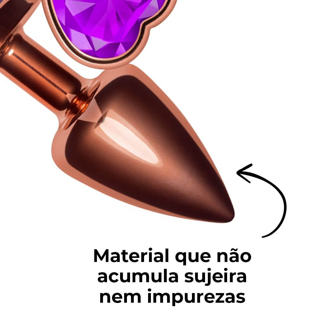 Plug Anal P 6,5cm x 2,5cm Leve sem Metal Rosé com Pedra de Coração Roxa – Feito em ABS L547 - Imagem 9