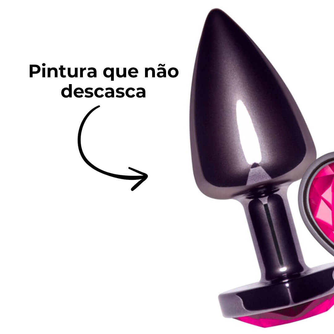 Plug Anal P 6,5cm x 2,5cm Leve sem Metal Fumê com Pedra de Coração Rosa – Feito em ABS L540 - Imagem 14