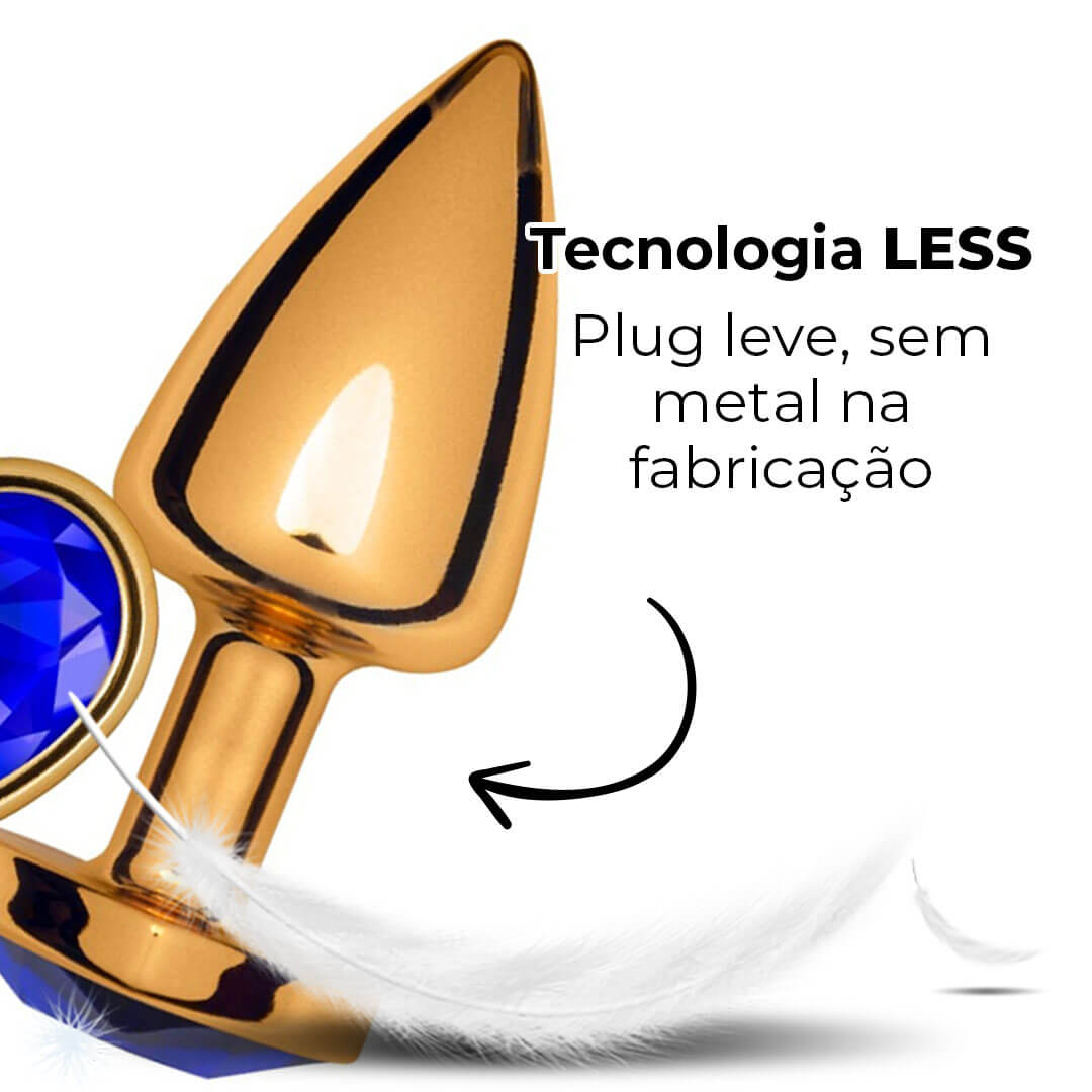 Plug Anal P 6,5cm x 2,5cm Leve sem Metal Dourado com Pedra de Coração Azul – Feito em ABS L545 - Imagem 14