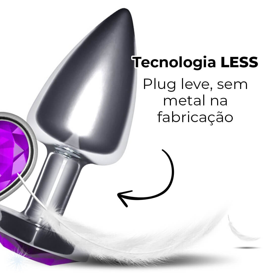 Plug Anal P 6,5cm x 2,5cm Leve sem Metal Prata com Pedra de Coração Lilás – Feito em ABS L535 - Imagem 14