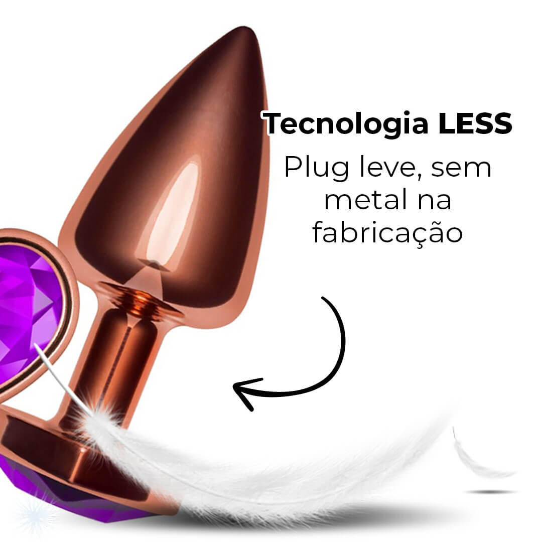 Plug Anal P 6,5cm x 2,5cm Leve sem Metal Rosé com Pedra de Coração Roxa – Feito em ABS L547 - Imagem 14