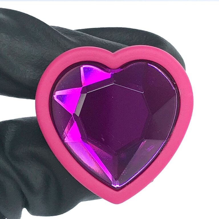 Plug Anal P 6,5cm x 2,5cm Leve sem Metal Rosa com Pedra de Coração Lilás Toque Aveludado - Feito em ABS L600 - Imagem 6