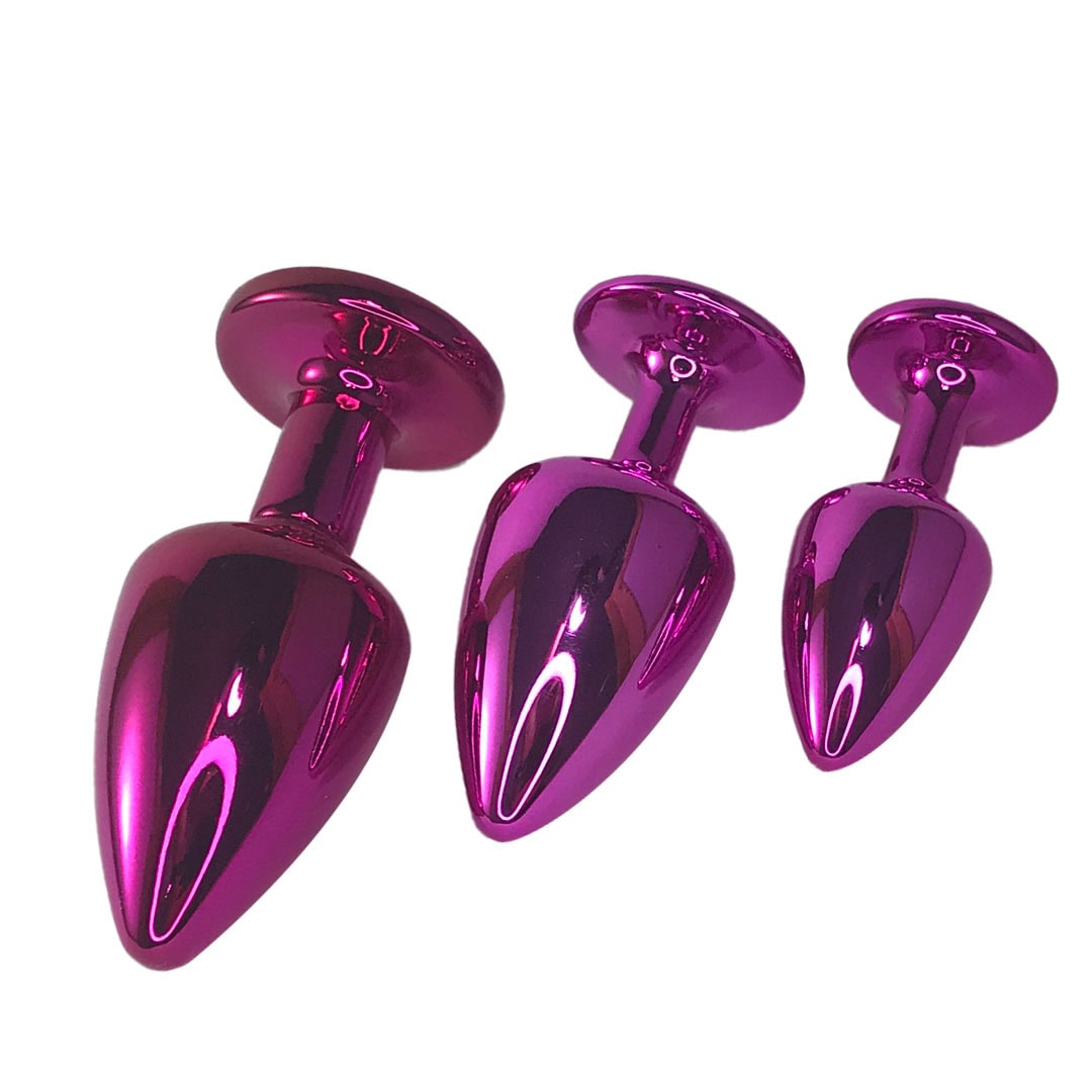 Kit Plug Anal 3 Tamanhos P, M e G Rosa com Pedra Surpresa – Feito em Metal - Imagem 19