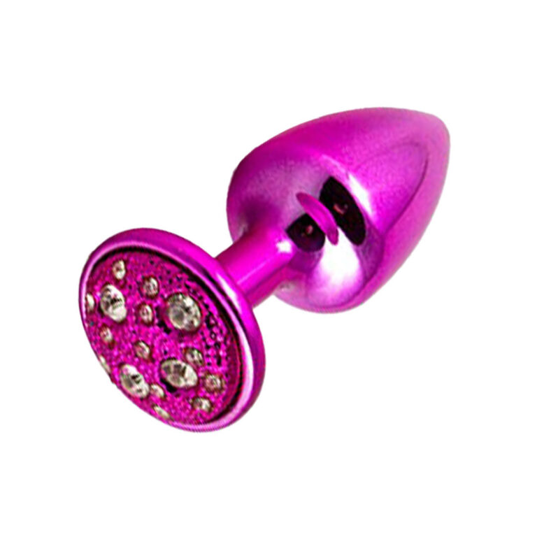 Plug Anal P 6,5cm x 3cm Rosa com Pedra Cravejada em Strass - Feito em Metal