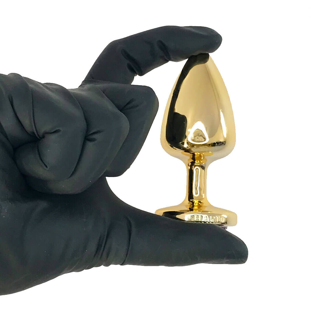 Plug Anal M 7,5cm x 3,5cm Leve sem Metal Dourado com Pedra Cravejada Rosa - Feito em ABS HA144DR - Imagem 7