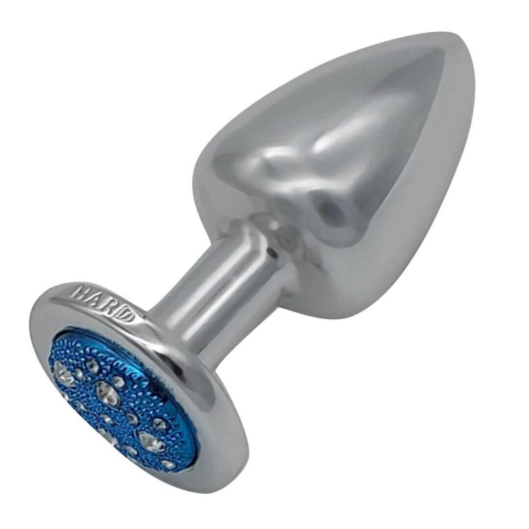 Plug Anal G 9cm x 4cm Leve sem Metal Prata Com Pedra Cravejada Azul - Feito em ABS HA155CA