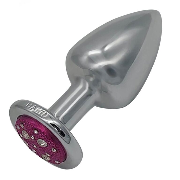 Plug Anal G 9cm x 4cm Leve sem Metal Prata Com Pedra Cravejada Rosa - Feito em ABS HA155CR