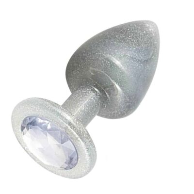 Plug Anal G 9cm x 4cm Prata Com Glitter - Feito em ABS HA167C