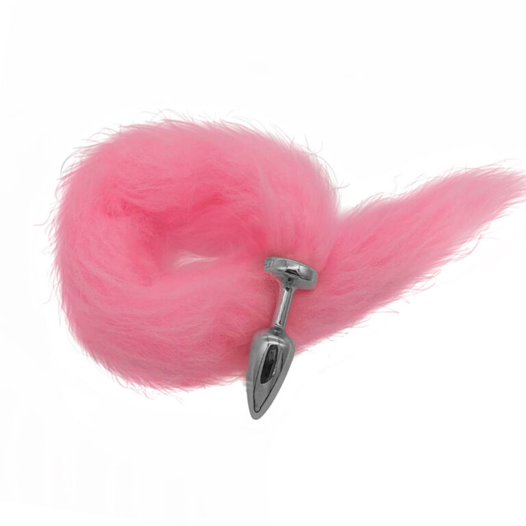 Plug Anal P 6,5cm x 2,5cm Leve sem Metal Prata Rabo Rosa - Feito em ABS HA168CR