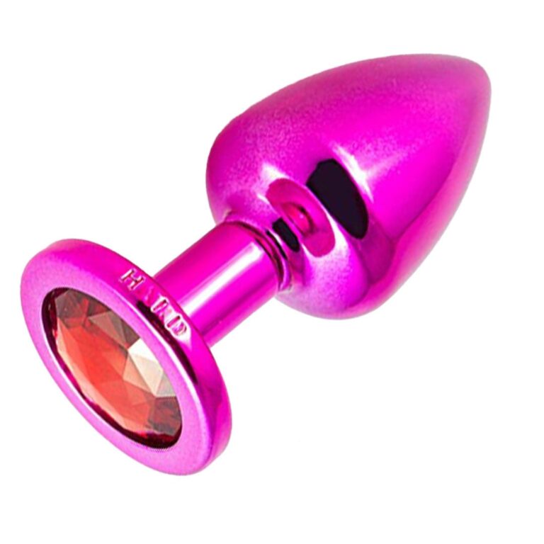 Plug Anal G 9cm x 4cm Rosa e Pedra com Cor Surpresa - Feito em Metal