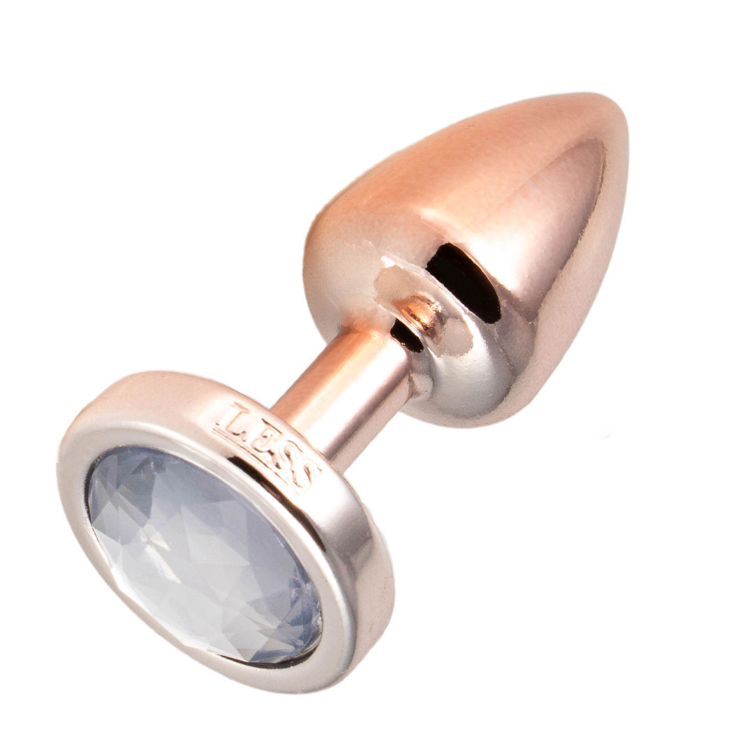 Plug Anal P Leve sem Metal 6,5cm x 2,5cm Rosé e Pedra com Cor Surpresa - Feito em ABS