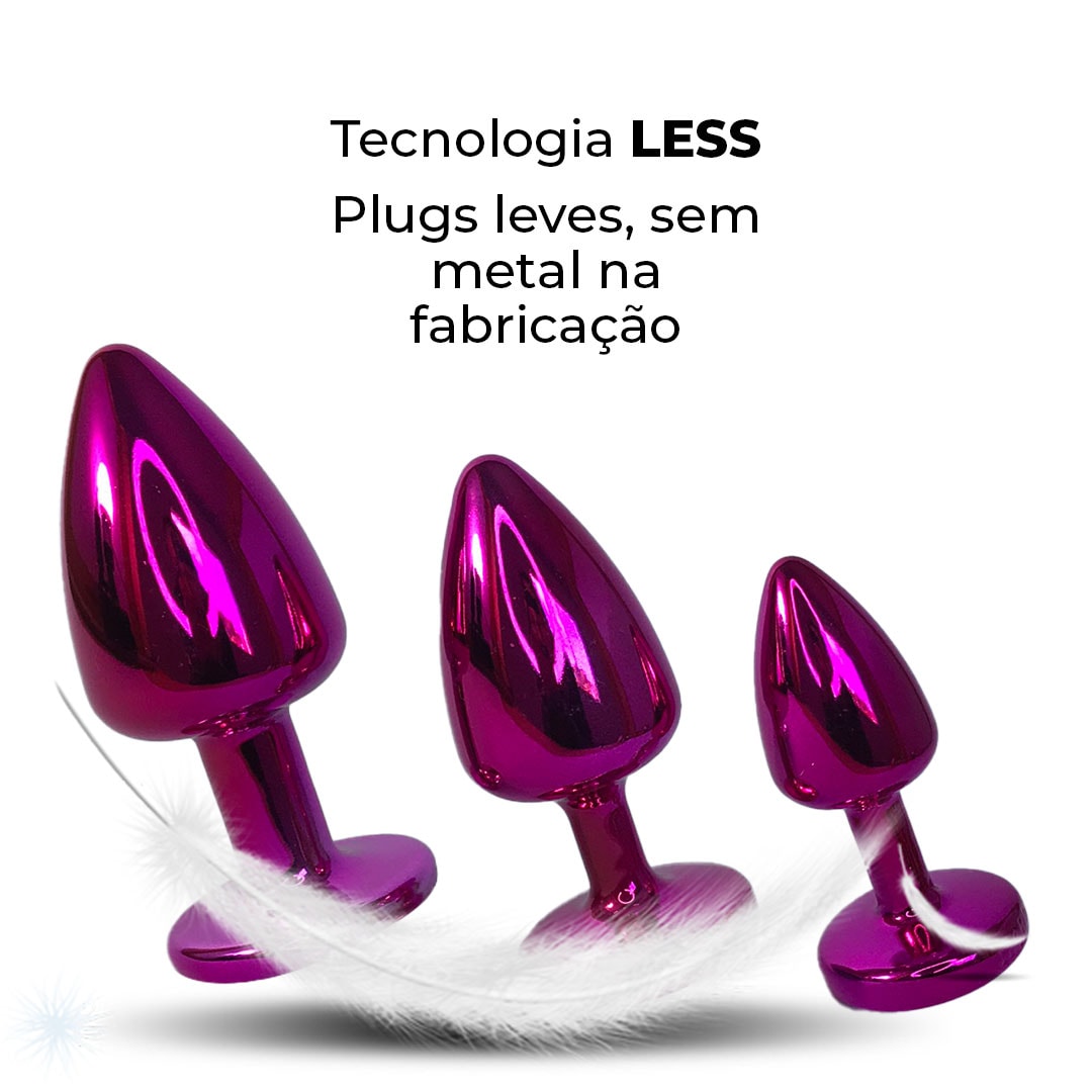 Kit Plug Anal 3 Tamanhos P, M e G Rosa e Pedra com Cor Surpresa - Feito em ABS - Imagem 11