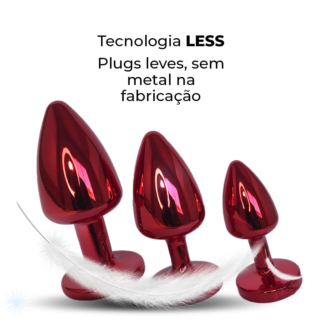Kit Plug Anal 3 Tamanhos P, M e G Vermelho e Pedra com Cor Surpresa - Feito em ABS - Imagem 11