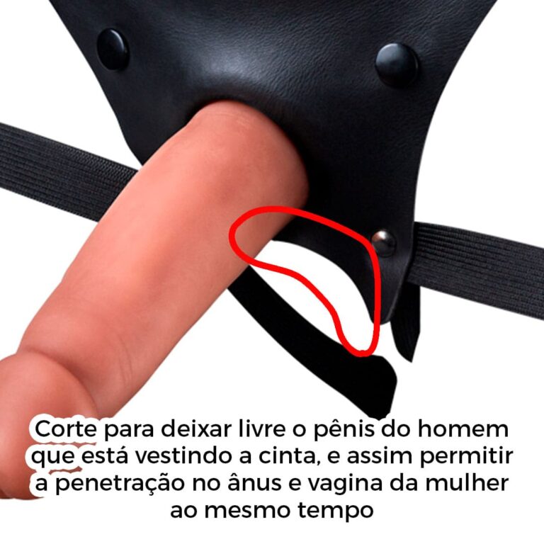 Cinta Peniana Para Dupla Penetração Na Mulher 13,5cm x 3,5cm com VIBRO Pênis Bege - Imagem 13
