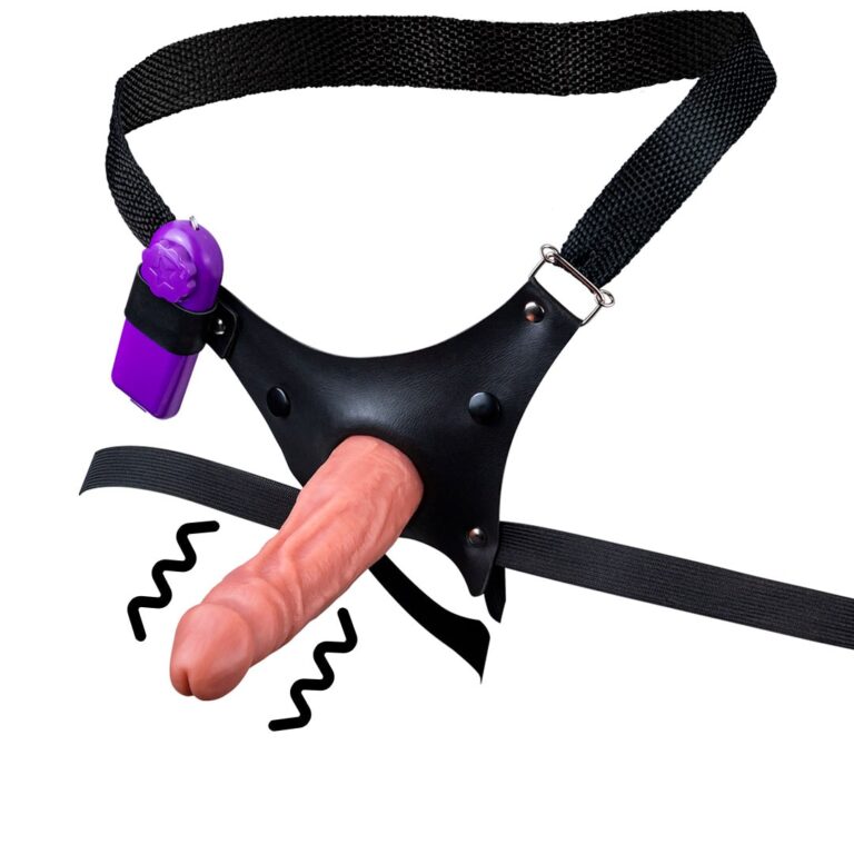 Cinta Peniana Para Dupla Penetração Na Mulher 15cm x 4,2cm com VIBRO Pênis Bege
