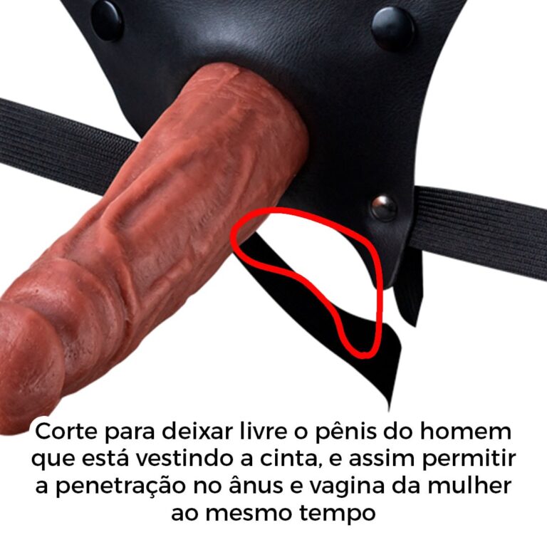 Cinta Peniana Para Dupla Penetração Na Mulher 15cm x 4,2cm com VIBRO Pênis Marrom - Imagem 5
