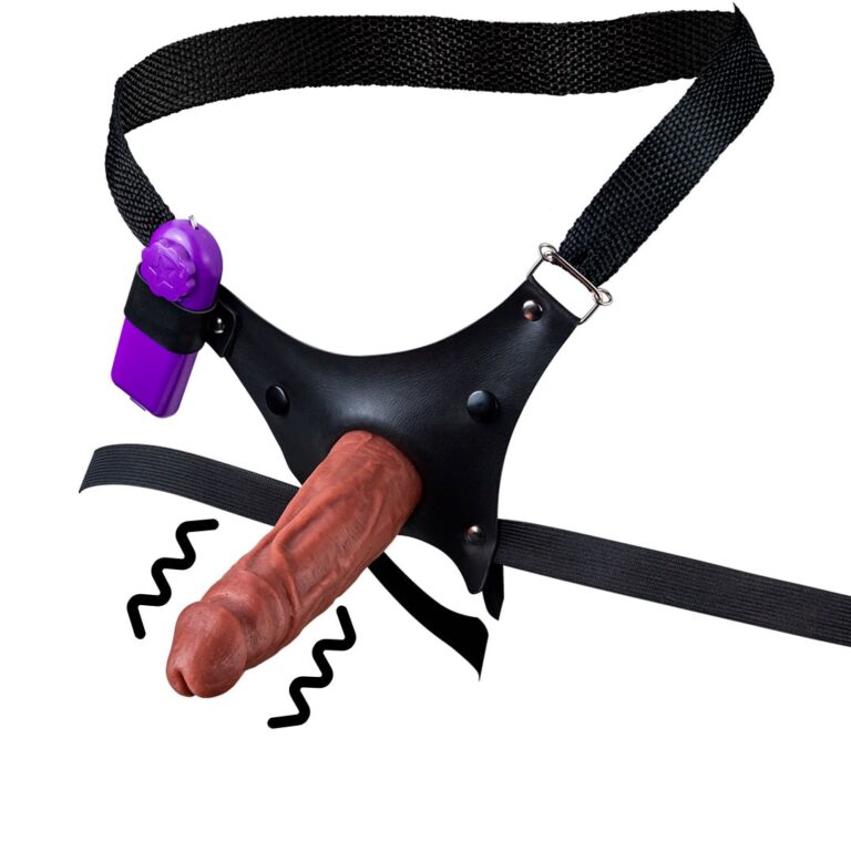 Cinta Peniana Para Dupla Penetração Na Mulher 15cm x 4,2cm com VIBRO Pênis Marrom