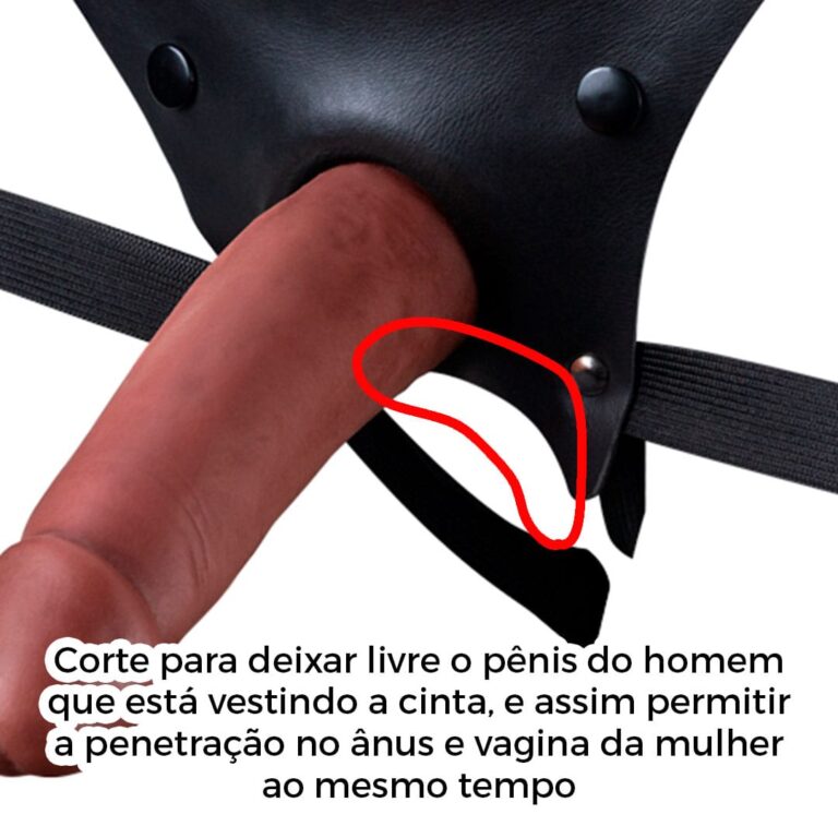Cinta Peniana Para Dupla Penetração Na Mulher 13,5cm x 3,5cm com VIBRO Pênis Marrom - Imagem 8