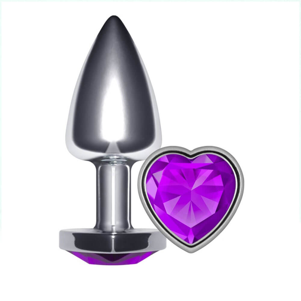 Plug Anal P 6,5cm x 2,5cm Leve sem Metal Prata com Pedra de Coração Lilás – Feito em ABS L535 - Imagem 15