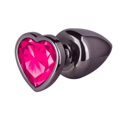 Plug Anal P 6,5cm x 2,5cm Leve sem Metal Fumê com Pedra de Coração Rosa – Feito em ABS L540