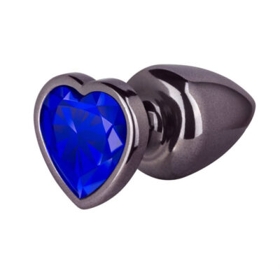 Plug Anal P 6,5cm x 2,5cm Leve sem Metal Fumê com Pedra de Coração Azul – Feito em ABS L541