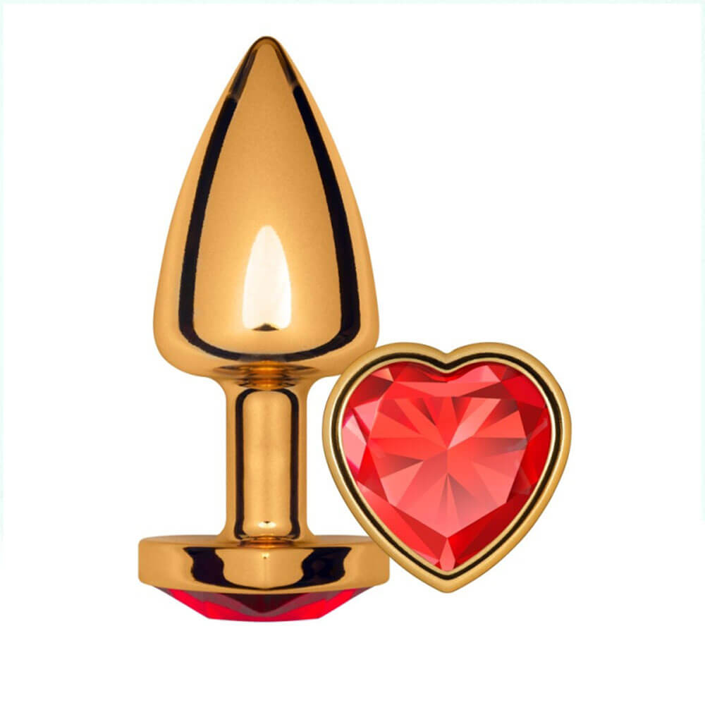 Plug Anal P 6,5cm x 2,5cm Leve sem Metal Dourado com Pedra de Coração Vermelho – Feito em ABS L542 - Imagem 15