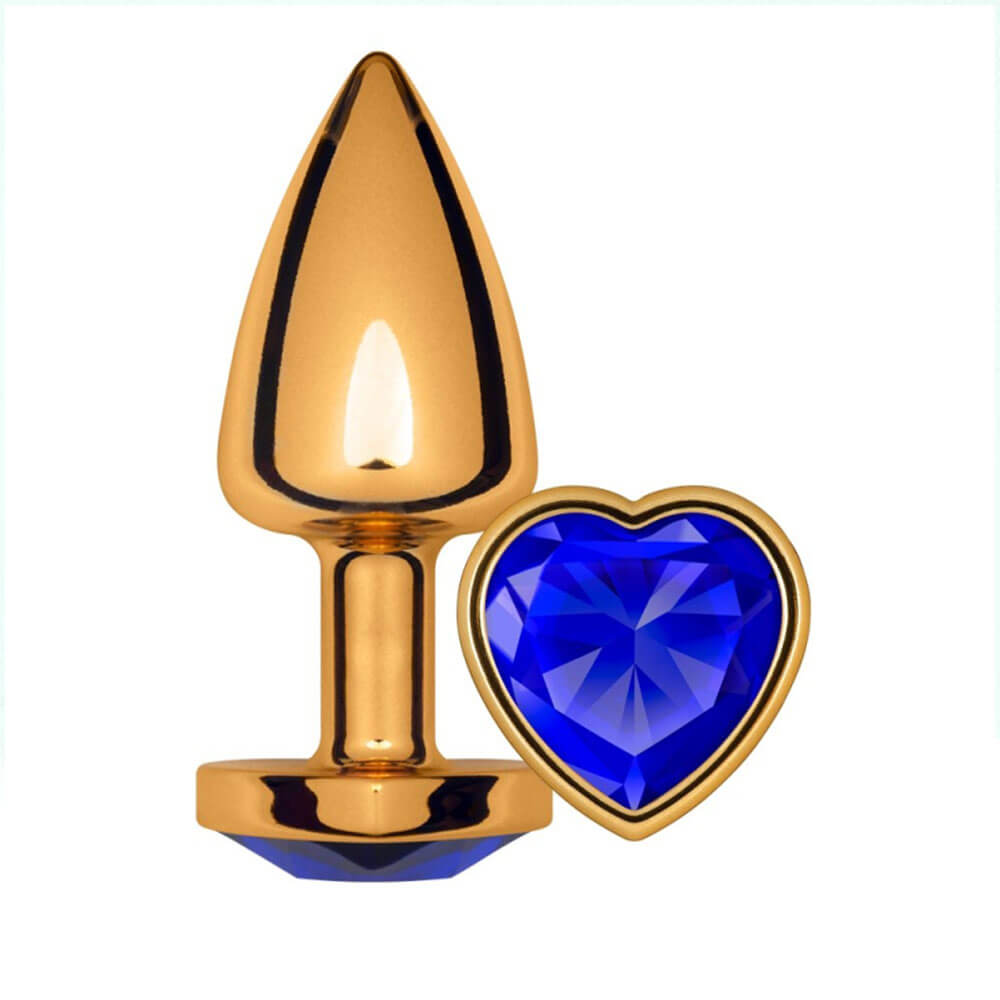 Plug Anal P 6,5cm x 2,5cm Leve sem Metal Dourado com Pedra de Coração Azul – Feito em ABS L545 - Imagem 15