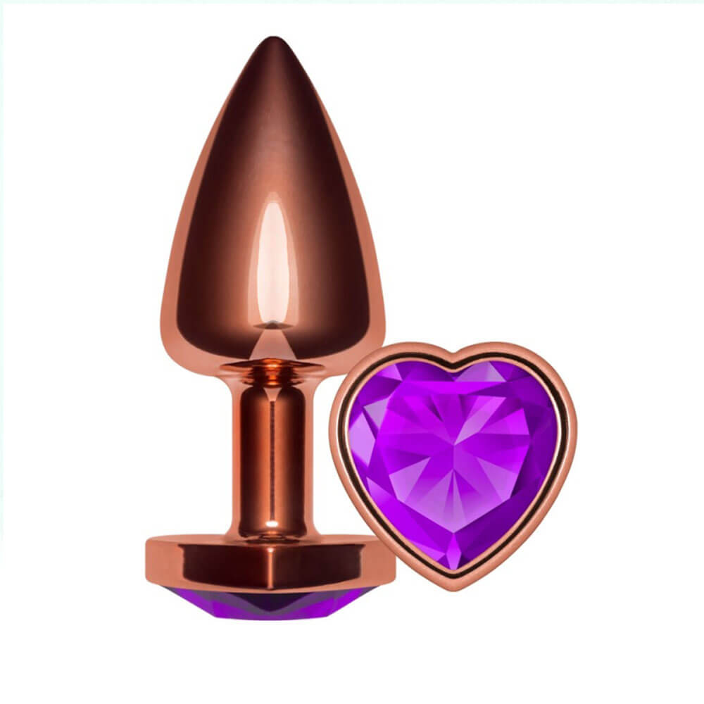 Plug Anal P 6,5cm x 2,5cm Leve sem Metal Rosé com Pedra de Coração Roxa – Feito em ABS L547 - Imagem 15