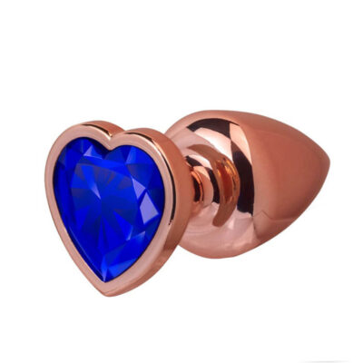 Plug Anal P 6,5cm x 2,5cm Leve sem Metal Rosé com Pedra de Coração Azul – Feito em ABS L549