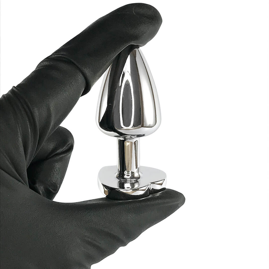 Plug Anal P 6,5cm x 2,5cm Leve sem Metal Prata com Pedra de Coração Lilás – Feito em ABS L535 - Imagem 7