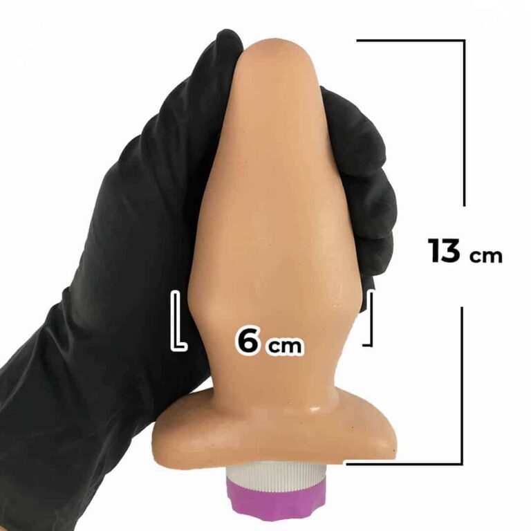 Plug Anal G 13cm x 6cm Borracha Grosso com Vibro Bege RPP-05B - Imagem 3