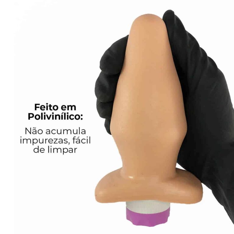 Plug Anal G 13cm x 6cm Borracha Grosso com Vibro Bege RPP-05B - Imagem 4