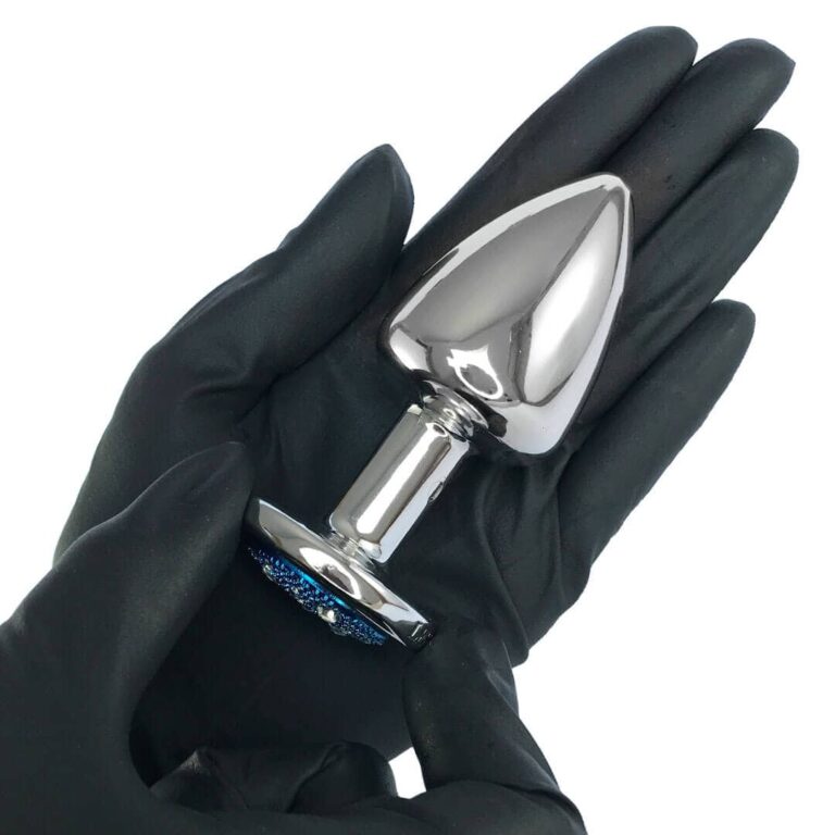 Plug Anal G 9cm x 4cm Leve sem Metal Prata Com Pedra Cravejada Azul - Feito em ABS HA155CA - Imagem 4